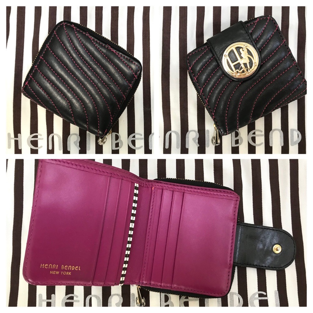 HENRI BENDEL Quilted +Fuscia Seam Wallet